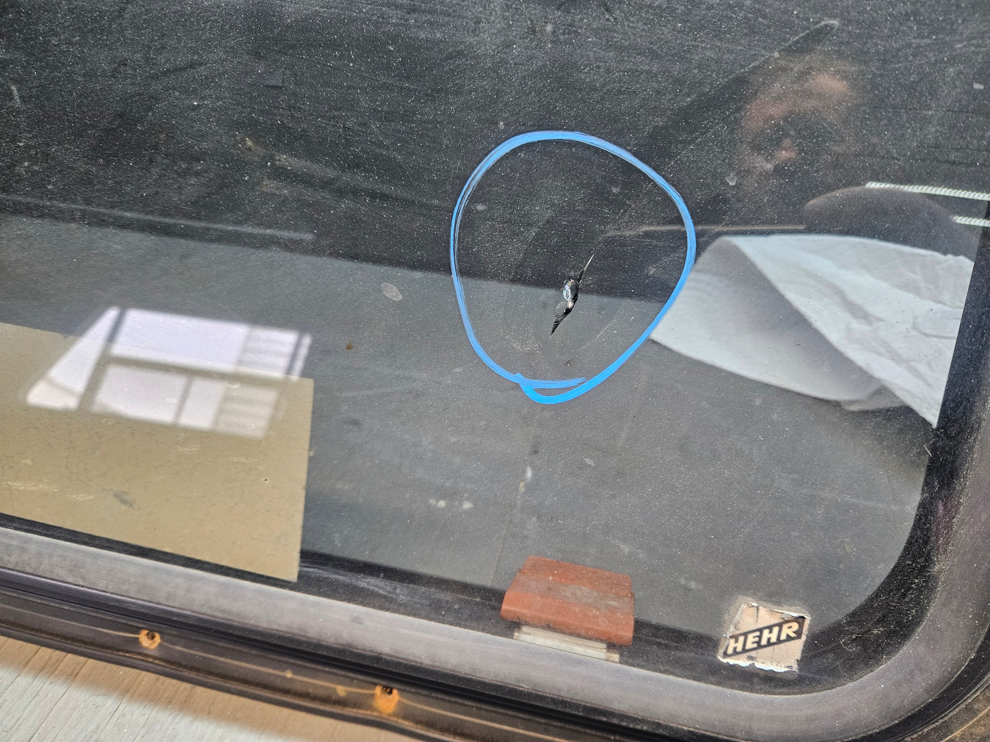 Poor condition combination escape and crank black window