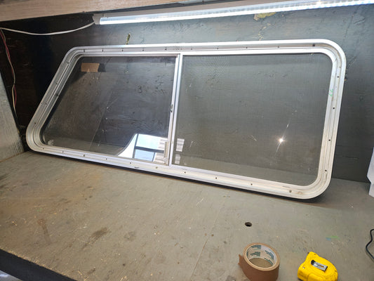 Poor condition silver  angle sliding window