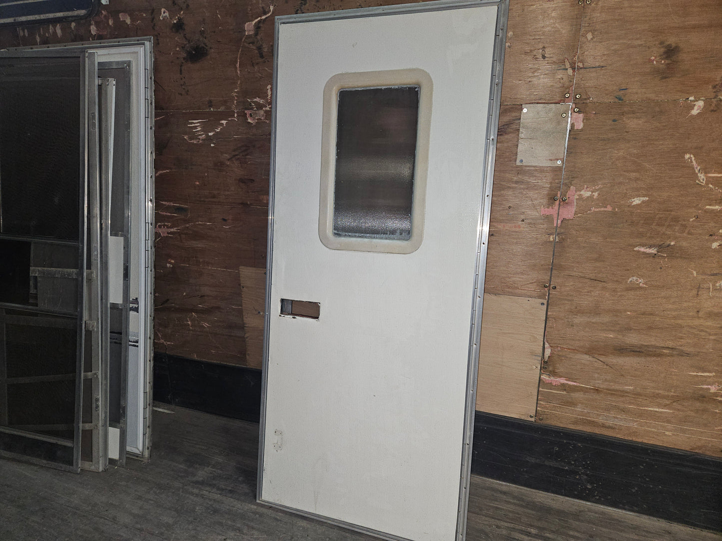 30x72 square edge entry door, takes Bargman style lock.