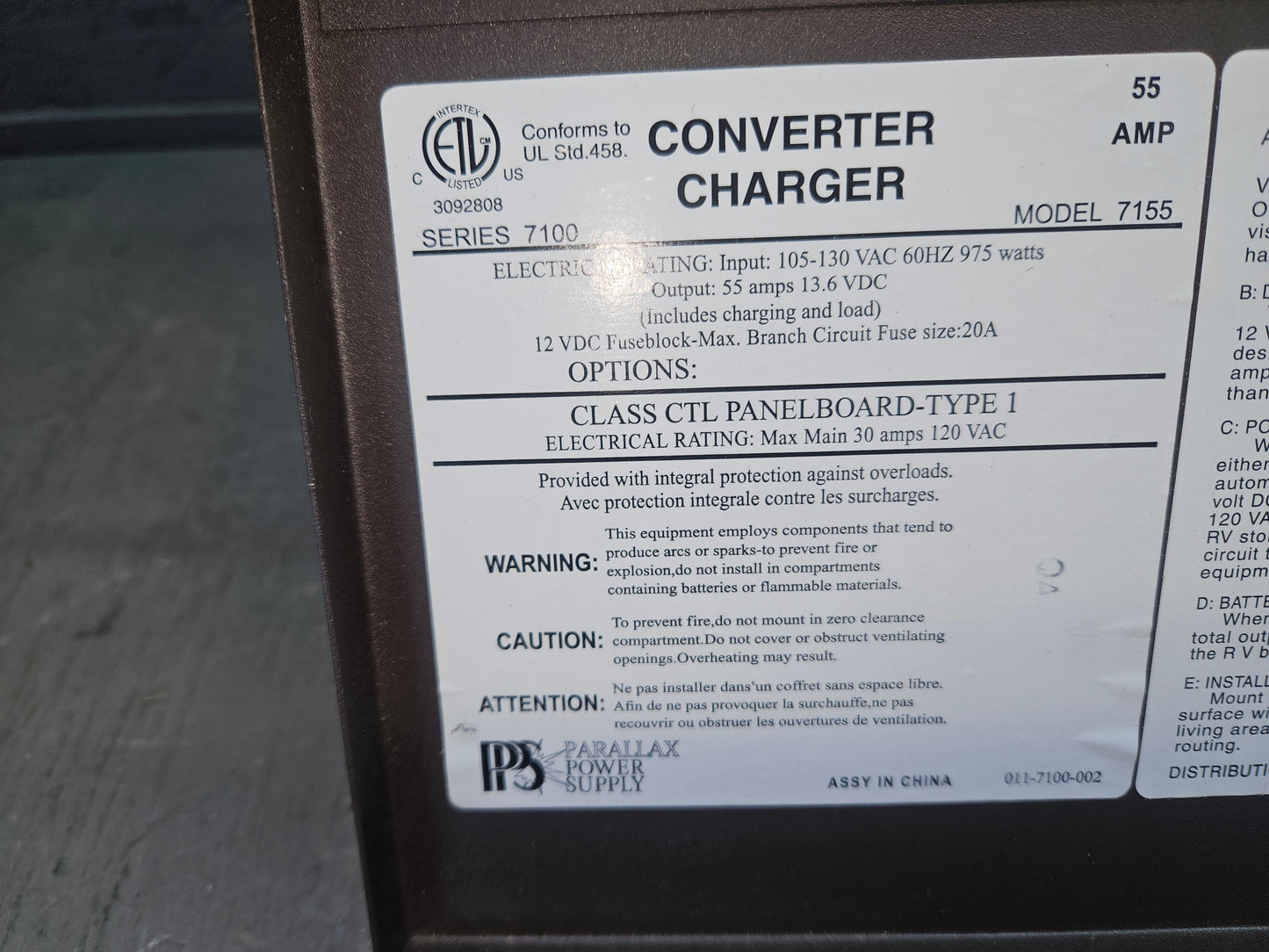 Parallax 55 amp convertor