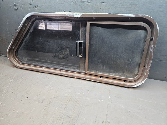 Poor condition angle sliding window brown